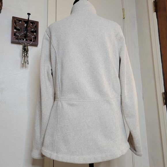 Lands End Womens Sweater Fleece Line Jacket Tan Heather Full Zip Pockets✨️L Tall - Picture 5 of 13